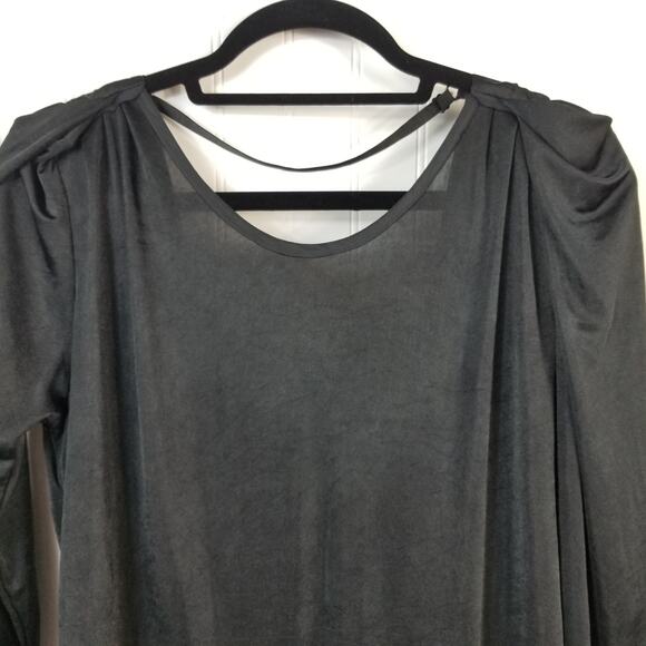 Wilfred Open Back Faux Leather Skirt Long Sleeve Dress Black Large - Picture 3 of 9